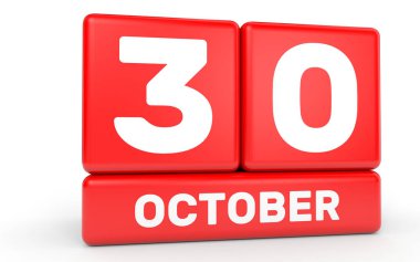 30 Ekim. Beyaz arka plan üzerinde takvim.