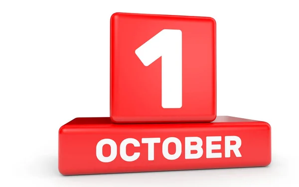 1. Oktober Kalender auf weißem Hintergrund. — Stockfoto