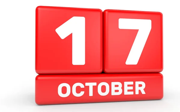 17. Oktober Kalender auf weißem Hintergrund. — Stockfoto