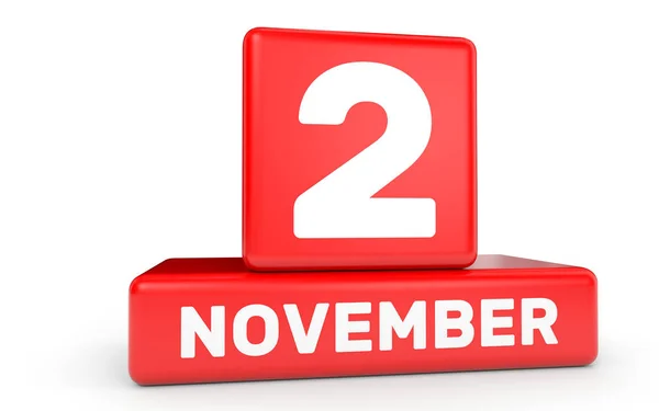 2 ноября. календарь на белом фоне . — стоковое фото