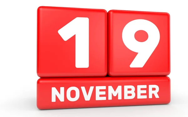 19 listopada. Kalendarz na białym tle. — Zdjęcie stockowe