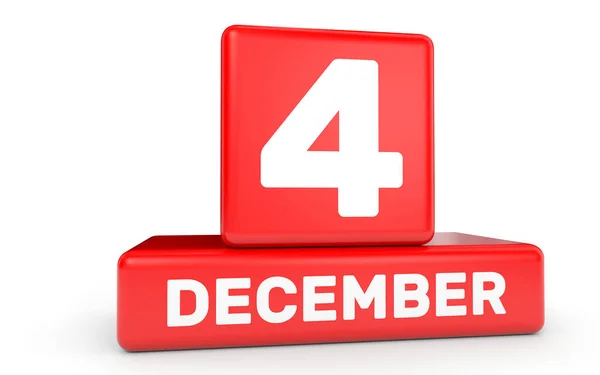 4 grudnia. Kalendarz na białym tle. — Zdjęcie stockowe