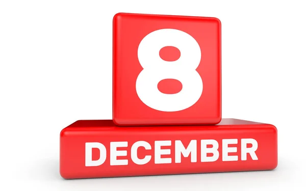 8 декабря. календарь на белом фоне . — стоковое фото