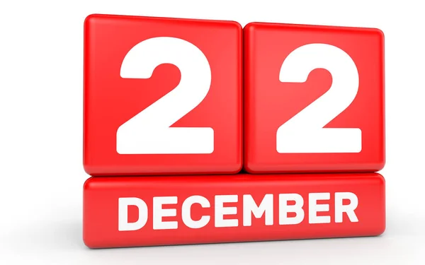 22 de Dezembro. Calendário sobre fundo branco . — Fotografia de Stock