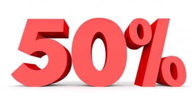 Fifty percent off. Discount 50 %.