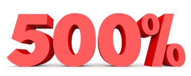 Yüzde beş yüz. %500. 3D çizim.