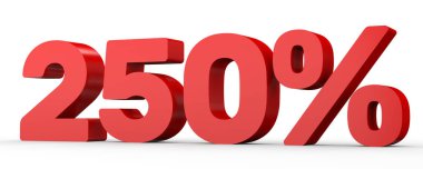 İki yüz elli yüzde. % 250. 3D çizim.