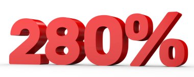Yüzde iki yüz seksen. %280. 3D çizim.