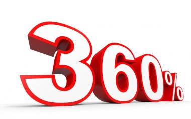 Üç yüz altmış yüzde. %360. 3D çizim.