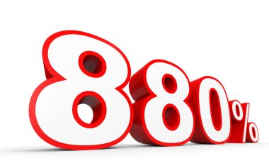 Sekiz yüz seksen yüzde. %880. 3D çizim.