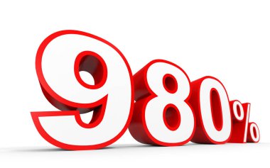 Yüzde dokuz yüz seksen. %980. 3D çizim.