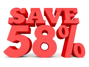 Fifty eight percent off. Discount 58 %.