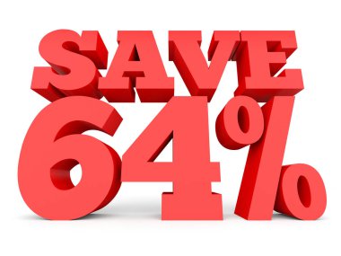 Sixty four percent off. Discount 64 %.