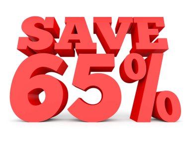 Sixty five percent off. Discount 65 %.