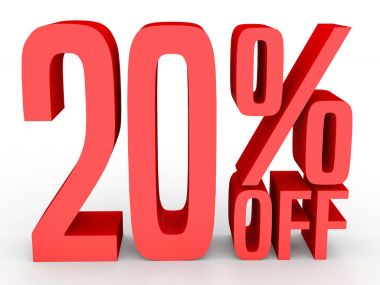 Twenty percent off. Discount 20 %.