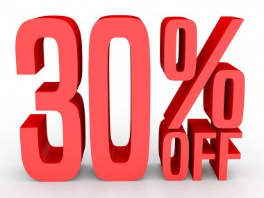 Thirty percent off. Discount 30 %.