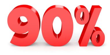 Ninety percent off. Discount 90 %.