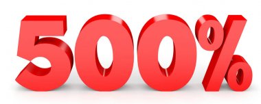 Yüzde beş yüz. %500. 3D çizim.