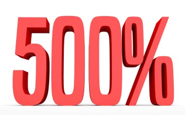 Yüzde beş yüz. %500. 3D çizim.