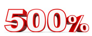 Yüzde beş yüz. %500. 3D çizim.