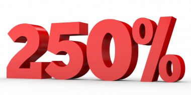 İki yüz elli yüzde. % 250. 3D çizim.