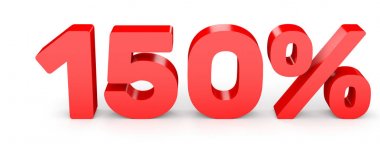 Yüz elli yüzde. % 150. 3D çizim.