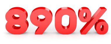 Sekiz yüz doksan yüzde. %890. 3D çizim.