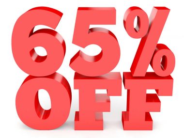 Sixty five percent off. Discount 65 %.