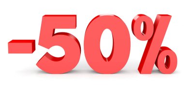 Minus fifty percent. Discount 50 %.