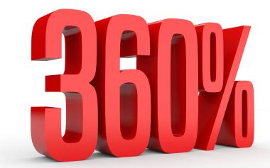 Üç yüz altmış yüzde. %360. 3D çizim.