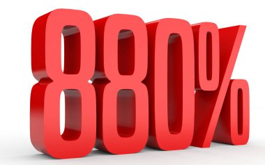 Sekiz yüz seksen yüzde. %880. 3D çizim.