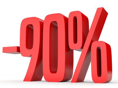 Minus ninety percent. Discount 90 %.