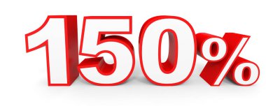 Yüz elli yüzde. % 150. 3D çizim.