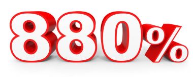 Sekiz yüz seksen yüzde. %880. 3D çizim.