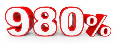 Yüzde dokuz yüz seksen. %980. 3D çizim.