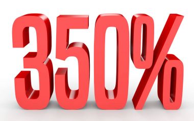 Üç yüz elli yüzde. %350. 3D çizim.