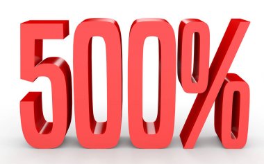 Yüzde beş yüz. %500. 3D çizim.