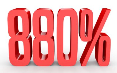 Sekiz yüz seksen yüzde. %880. 3D çizim.