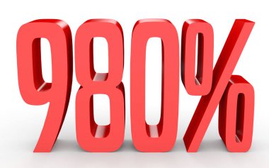 Yüzde dokuz yüz seksen. %980. 3D çizim.