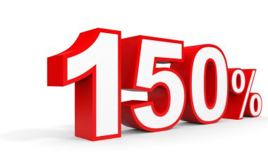 Yüz elli yüzde. % 150. 3D çizim.