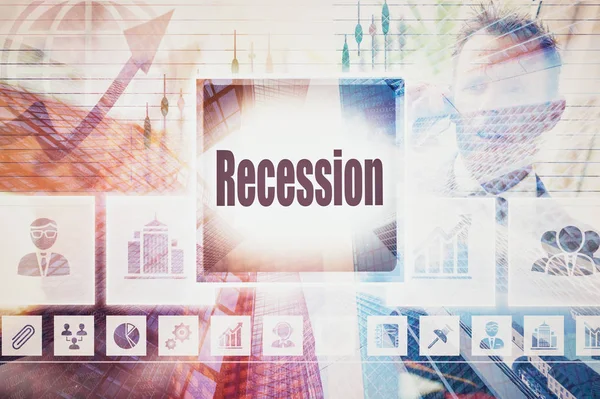Rezessionscollage für Unternehmen — Stockfoto