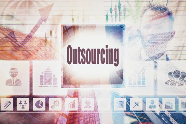 Företag Outsourcing collage — Stockfoto