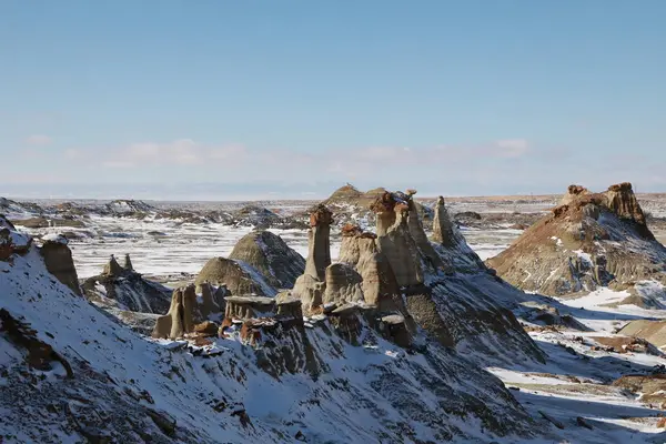 Зона дикой природы Fabi Badlands зимой, Нью-Мексико, США — стоковое фото