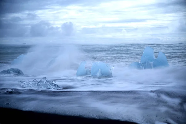 Льодовики Чорному Пляжі Йокулсарлоні Ісландія — стокове фото