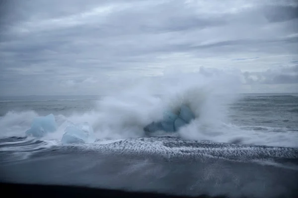 Lodowiec Czarnej Plaży Jokulsarlon Islandia — Zdjęcie stockowe