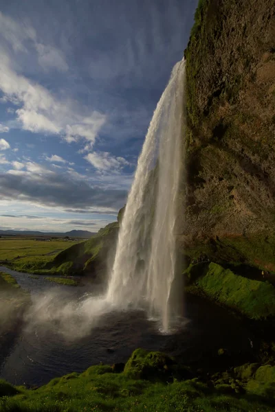 Seljalandsfoss καταρράκτης, Sudhurland, Ισλανδία — Φωτογραφία Αρχείου