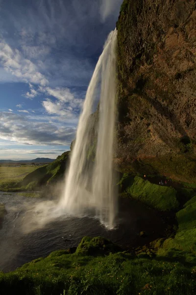 Seljalandsfoss καταρράκτης, Sudhurland, Ισλανδία — Φωτογραφία Αρχείου