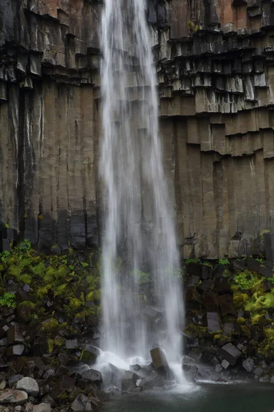 Svartifoss Waterfall, Skaftafell, Vatnajoekull NP, Iceland — 스톡 사진