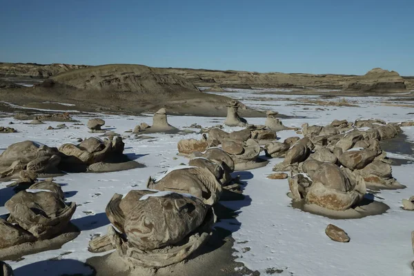 Смугасті Кам Яні Яйця Пісковиком Світанку Bisti Badlands Nah Zin — стокове фото