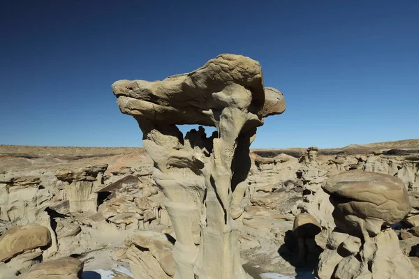 Strange Rock Formation Bisti Badlands Alien Throne New Mexico Usa — стокове фото